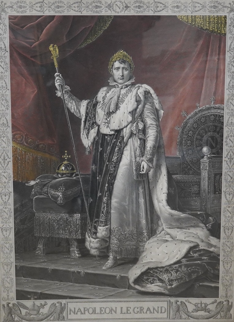 After F. Gerard (1770-1837), coloured engraving, ‘Napoleon Le Grand’, 1805, 57 x 48cm. Condition - fair to good